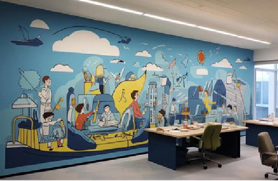 东兴办公室墙绘的特点。